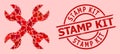 Rubber Stamp Kit Stamp Seal and Red Heart Repair Spanners Mosaic