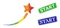 Textured Start Badges and Rainbow Gradient Dotted Success Start Star Collage Royalty Free Stock Photo