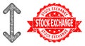 Textured Stock Exchange Stamp Seal and Net Swap Arrows Vertically Icon