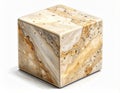 Textured Stone Cube Object on White Background with Shadows Isolated Royalty Free Stock Photo