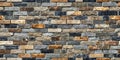 Textured stone wall background multicolored rectangular blocks in varied shades of gray, brown, and black. Generative AI