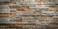 Textured stone wall paneling a rustic blend of earthy hues and natural variations in a rectangular pattern. Generative AI Royalty Free Stock Photo