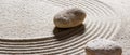 Textured stones on sand waves for suppleness and peace