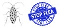 Textured Stop Flea Round Stamp and Recursion Cockroach Icon Composition