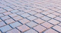 A textured surface composed of numerous small, square cobblestones arranged in Royalty Free Stock Photo