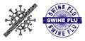 Textured Swine Flu Stamp Seal and Geometric No Covid Virus Mosaic Royalty Free Stock Photo