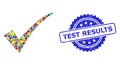 Textured Test Results Seal and Colored Collage Confirm Tick