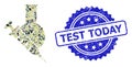 Textured Test Today Stamp and Military Camouflage Composition of Vaccine Labs Royalty Free Stock Photo