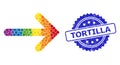 Textured Tortilla Stamp Seal and Spectrum Dotted Right Arrow