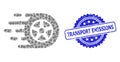 Textured Transport Emissions Watermark and Fractal Car Wheel Icon Mosaic