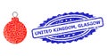 Textured United Kingdom, Glasgow Stamp and Square Dot Mosaic Christmas Ball