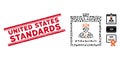 Textured United States Standards Line Stamp and Mosaic Doctor Badge Icon