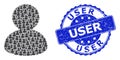 Textured User Round Stamp and Recursive User Icon Composition