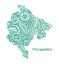 Textured vector map of Montenegro Hand drawn ethno pattern, tribal background