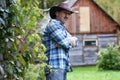 Cowboy man smoke pipe Royalty Free Stock Photo