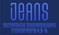 Textured vintage vector font. Denim label typeface. jeans alphabet. Design elements with grunge effect Royalty Free Stock Photo