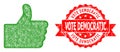 Textured Vote Democratic Stamp Seal and Linear Thumb Up Icon