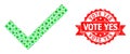 Textured Vote Yes Stamp and Corona Virus Mosaic Yes Tick Royalty Free Stock Photo