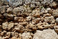 Textured wall of megalith temple of Ggantija, Gozo island, Malta