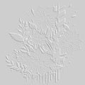 Textured white 3d bouquet of flowers abstract pattern. Emboss grunge striped surface background. Relief vector backdrop. Embossed Royalty Free Stock Photo