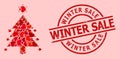 Rubber Winter Sale Seal And Red Heart Coronavirus Fir-Tree Mosaic