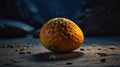 Mystical Orange Sphere Adorned with Seeds, Dark Background Royalty Free Stock Photo
