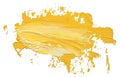 Textured yellow oil paint brush stroke