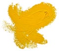 Textured yellow oil paint curve brush stroke