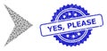 Textured Yes, Please Seal and Recursion Right Direction Icon Mosaic Royalty Free Stock Photo