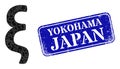 Textured Yokohama Japan Badge with Xi Greek Lowercase Symbol Triangle Filled Icon
