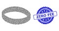 Textured Zero Fee Stamp and Recursive Gold Ring Icon Collage Royalty Free Stock Photo