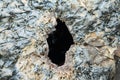 Textures of black lava (pahoehoe) in Santiago island