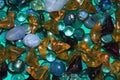 The textures and colours of the glass beads and stones to take center stage, creating a visually appealing and engaging display. Royalty Free Stock Photo