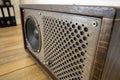 Textures of speaker with metal perforated grille Royalty Free Stock Photo