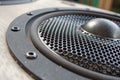 Textures of speaker with metal perforated grille Royalty Free Stock Photo