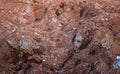 Textures of various clay layers underground in  clay quarry after  geological study of  soil. colored layers of clay and stone in Royalty Free Stock Photo