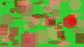 texturized red shapes over lime green background