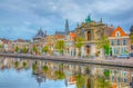 Teylers museum situated next to a channel in the dutch city Haarlem, Netherlands