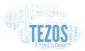 Tezos cryptocurrency coin word cloud.