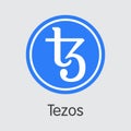 Tezos Digital Currency. Vector XTZ Colored Logo.