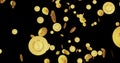 Tezos XTZ cryptocurrency golden coin falling rain loop