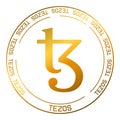 Tezos XTZ cryptocurrency vector symbol. Blockchain flat golden logo