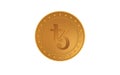 Tezos XTZ cryptocurrency symbol golden coin 3d illustration