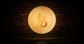 Tezos XTZ cryptocurrency symbol golden coin 3d illustration