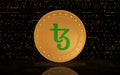 Tezos XTZ cryptocurrency symbol golden coin 3d illustration