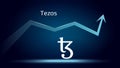 Tezos XTZ in uptrend and price is rising. Cryptocurrency coin symbol and up arrow. Flies to the moon