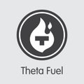 TFUEL - Theta Fuel. The Trade Logo of Coin or Market Emblem.
