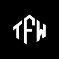 TFW letter logo design with polygon shape. TFW polygon and cube shape logo design. TFW hexagon vector logo template white and Royalty Free Stock Photo