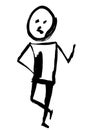 TGraphic painted tassel man. Emotion: thoughtfulness. Isolated on white background