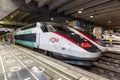 TGV high-speed trains of SNCF at Gare Paris Montparnasse railway station in France Royalty Free Stock Photo